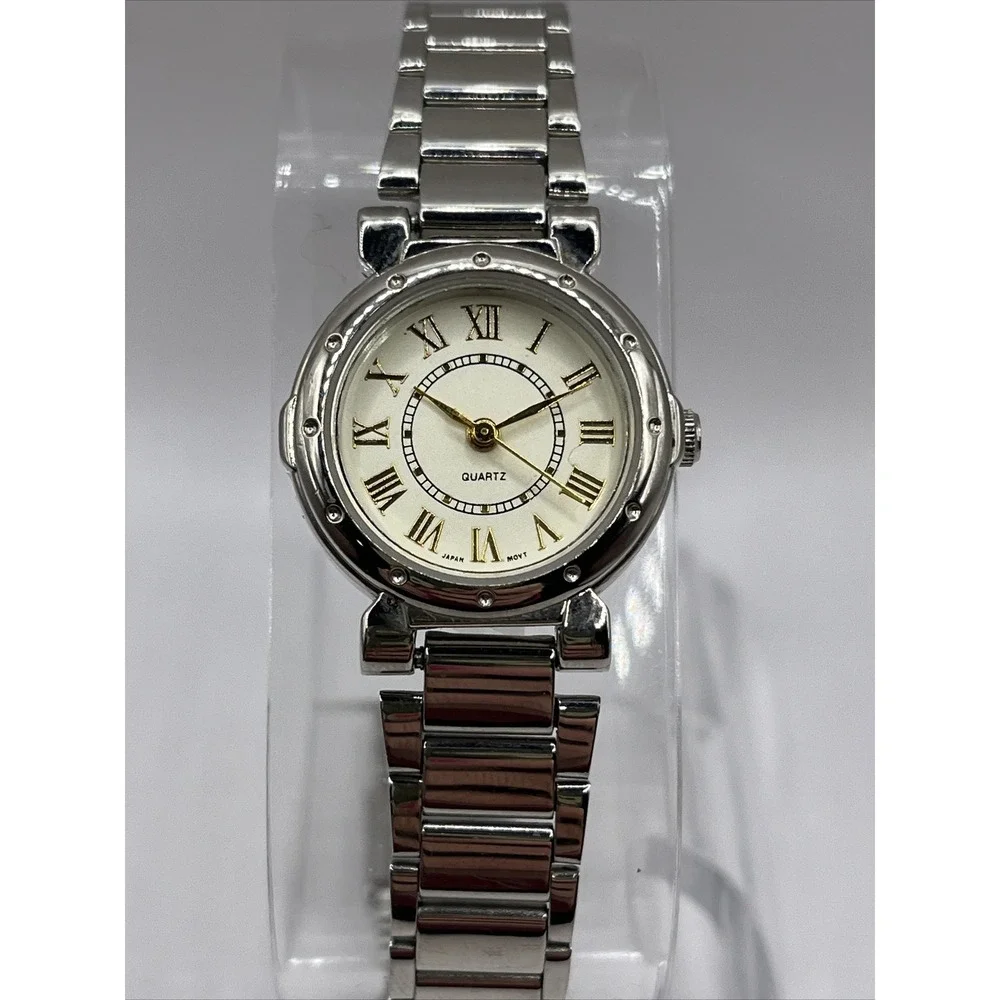 Avon Women's Quartz Watch Silver/Gold Round Dial 24mm Case-‎ New Battery